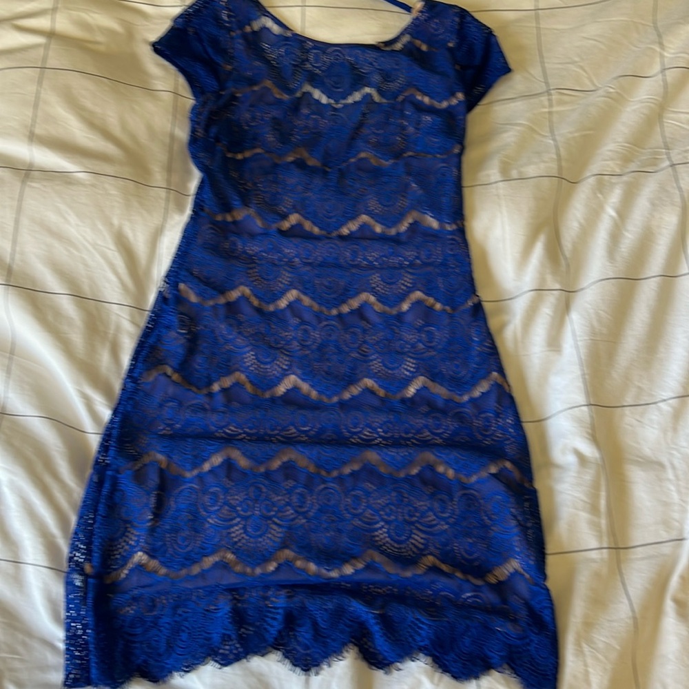 Bebe Royal Blue Lace Bodycon Dress (S)